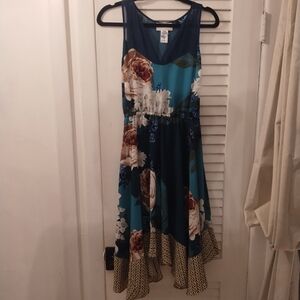 Coreylynncalter Floral Sleeveless Dress - Blue Green XS 100%Polyester